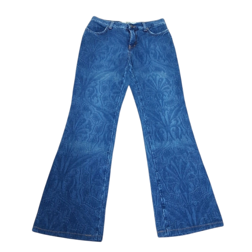 Vintage Moschino Jeans Donna Embossed Flare Jeans – Size 26 Rare Designer Denim